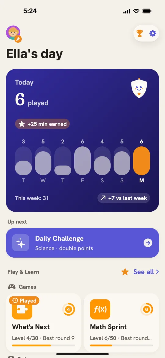Shield Family child home screen